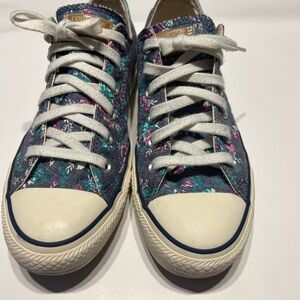 Converse Floral Athletic Shoes - Blue and Pink